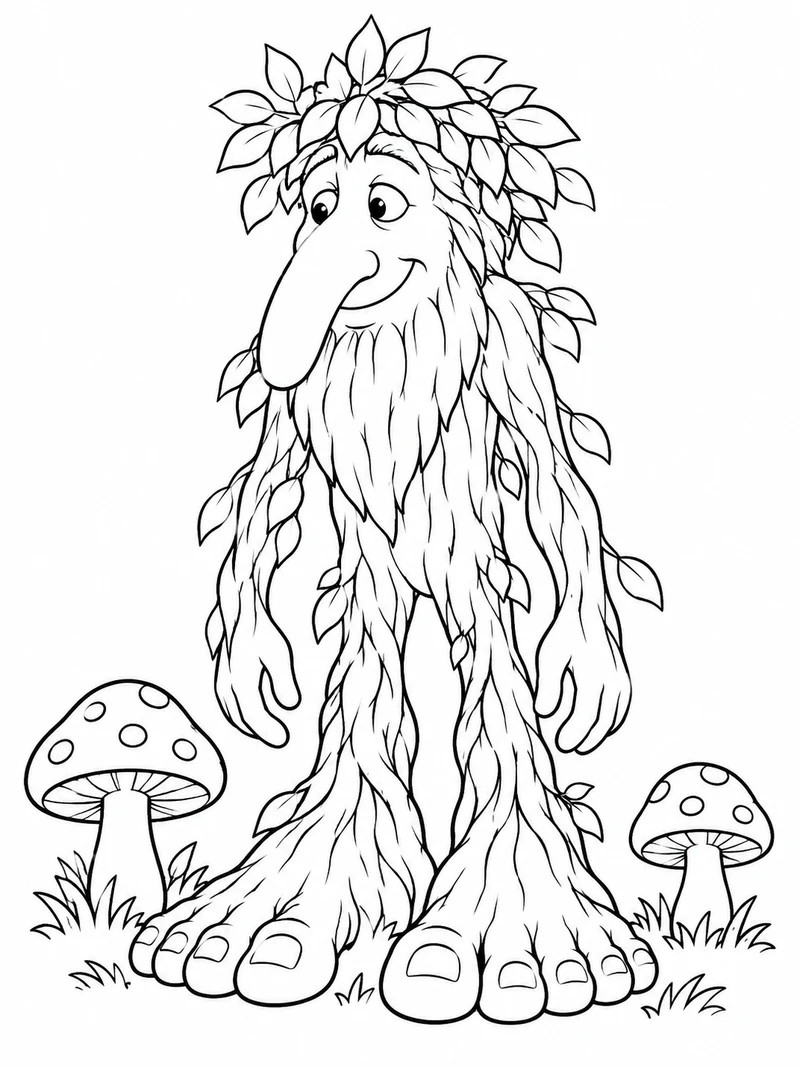 Brr Brr Patapim from Steal a Brainrot, a whimsical tree-bodied creature with a long nose, leafy crown and oversized feet, stands between two mushrooms.